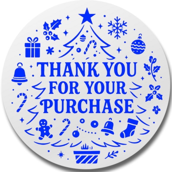 Thank You For Your Purchase Christmas Stickers 2" ROUND LABEL NEW - Picture 7 of 10